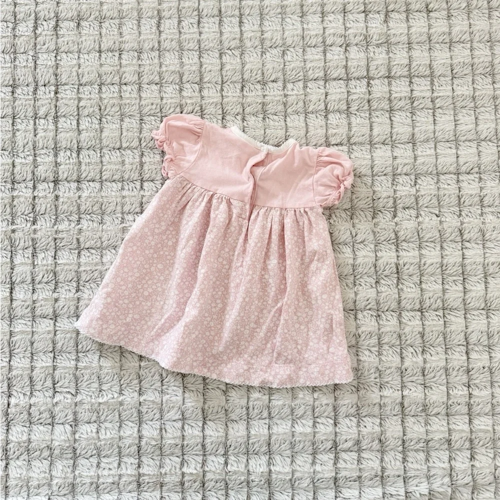 Chaps Light Pink Baby Dress with Floral Pattern